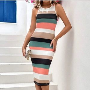 Unity striped print cut out bodycon dress!